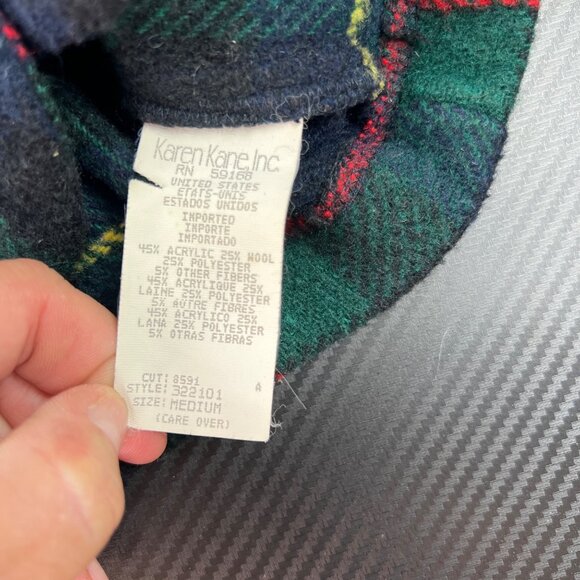 Vintage Karen Kane women’s Plaid Wool-Blend Vest Sz Medium Y2K Old Money Preppy - Picture 5 of 9